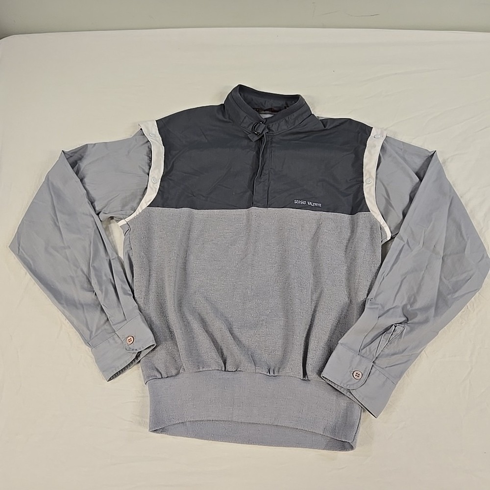 Vintage Sergio Valente 80's Snap Sleeve Shirt Size Small Gray